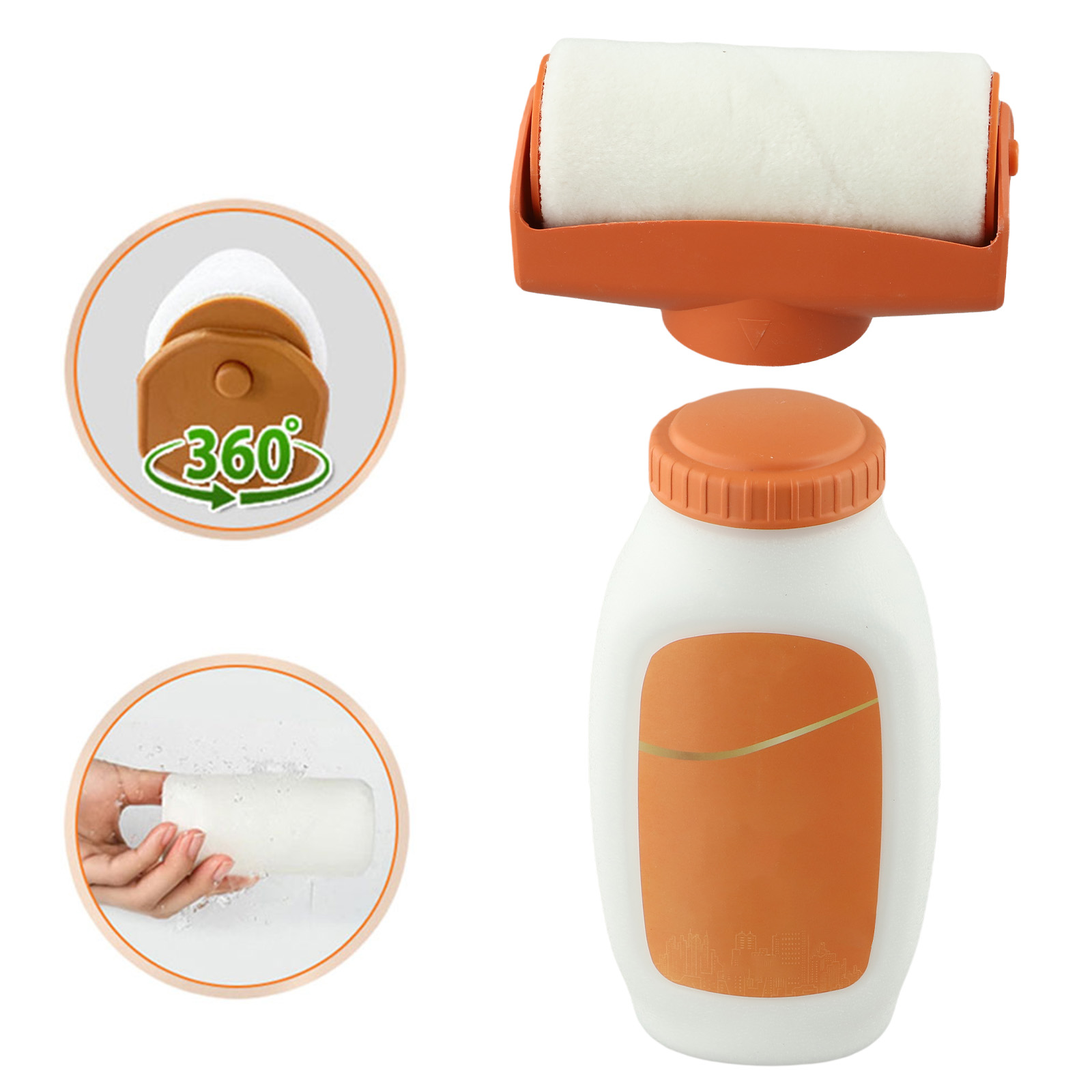 Home Improvement Mark - 塗料補修ツール 2-in-1ローラー塗料 360度回転可能で跡が残らないローラー。持ち運び可能な壁補修用ブラシ。家庭でのDIYに最適。
