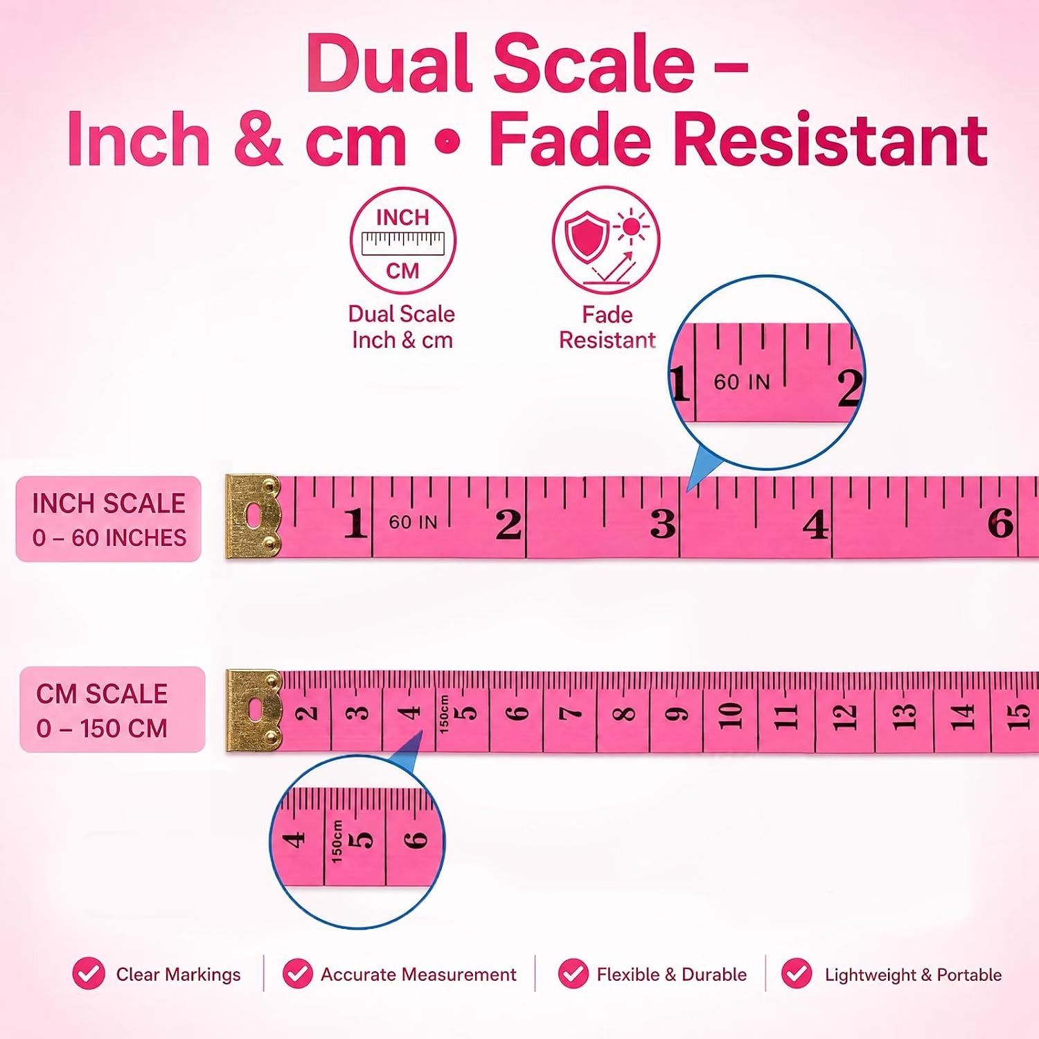 1/5/10個入り 150cm/60インチの柔らかい素材のメ - Tape Measure のレビューと価格