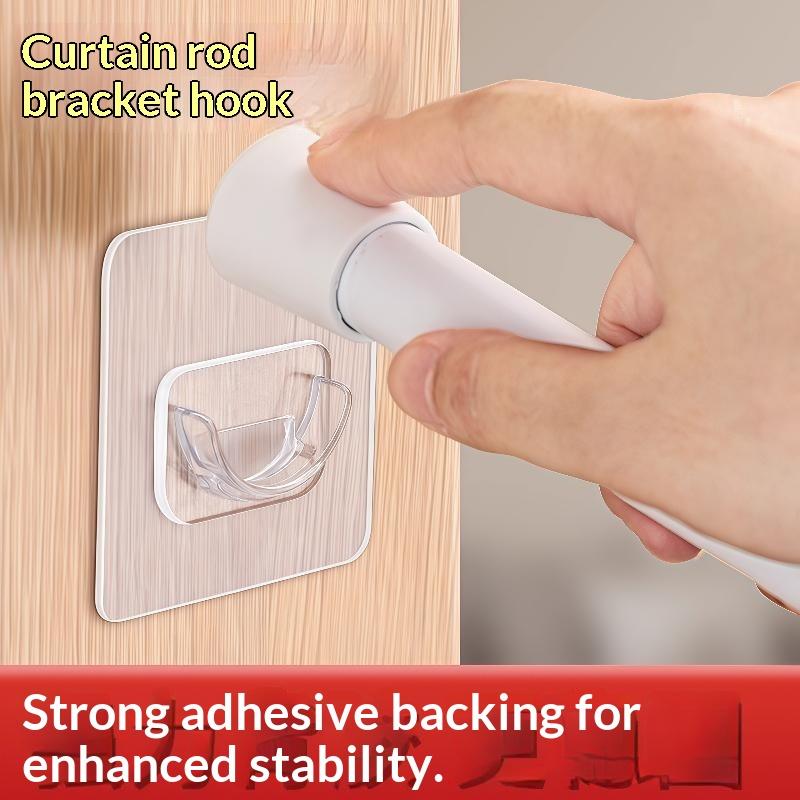 N$ 4個入り 透明粘着式カーテンロッド用ブラケット。穴あけ - Curtain Rods のレビューと価格