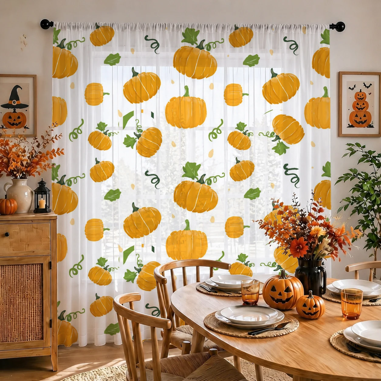 ハロウィン用シアーカーテン ロッドポケット付き ハロウィンギ - Curtain Rods のレビューと価格